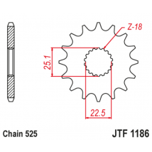 Pignon de sortie de boite JT. acier anti-bruit 1186 - 525