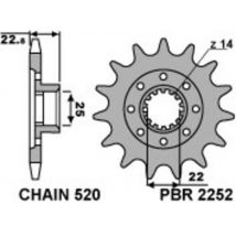 Pignon de sortie de boite PBR acier standard 2252 - 520