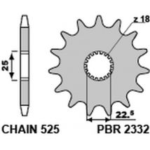 Pignon de sortie de boite PBR acier standard 2332 - 525