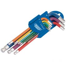 Llave hexagonal Draper s hexagonales métricas con cabeza esférica - 9 piezas colores