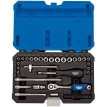 Caja Draper Kit 40uds Vasos llaves carraca métrica pulgada 1/4'''