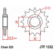 Piñón de ataque JT. acero estándar 1332 - Paso 525
