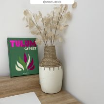 Jarrón en terracota blanca y fibra de Mendong H37cm - Valina