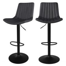 Set de 2 sillas de bar en cuero sintético gris oscuro 62,5/83 cm - Killi