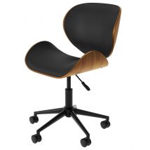 Chaise de bureau pivotante en cuir synthétique noir 79-91cm - Baudoin