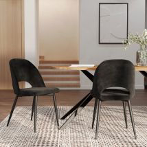 Set de 2 sillas de terciopelo negro con patas de metal - Pénélope