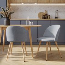 Set de 2 sillas de tela gris claro con patas de metal - Cozy