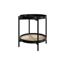 Mesa de centro de madera en mindi negra y caña D49 cm - Lukut