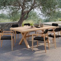 Ensemble table et 6 chaises de jardin en bois de teck - Suri