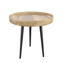 Mesa auxiliar redonda de madera de mango claro - Palak