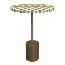 Table d'appoint ronde en bois de manguier et résine D45 cm - Slimi