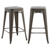 Set de 2 taburetes para isla de cocina en metal gris mate 66 cm - Indus