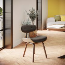 Silla de PU negro y patas de madera plegadas - Pétrus