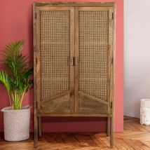 Armario de 2 puertas de madera y mimbre - Tiki