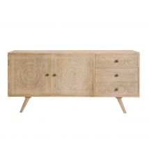 Aparador de madera tallada 2 puertas 3 cajones - Tiya