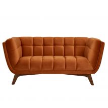 Canapé 2 places en velour orange curcuma - Mona