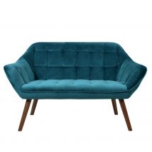 Canapé 2 places en velours bleu turquoise - Simba
