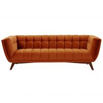 Canapé 3 places en velours orange curcuma - Mona