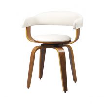 Silla con reposabrazos de cuero artificial blanco - Harold