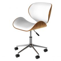 Chaise de bureau pivotante en cuir synthétique blanc 79-91cm - Baudoin