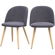 Chaise en tissu gris foncé et pieds en métal (lot de 2) - Cozy