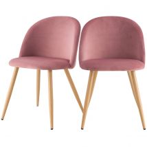 Chaise en velours rose et pieds en métal (lot de 2) - Cozy