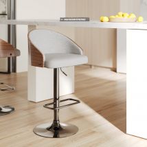 Silla de bar ajustable 63/84 cm en tejido gris claro - Carmelo