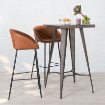 Chaise de bar 75 cm en cuir synthétique marron (lot de 2) - Kalba