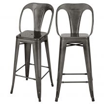 Set de 2 taburetes para isla de cocina en gris carbón 67 cm - Indus