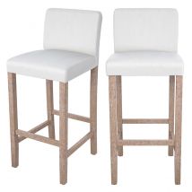 Set de 2 sillas de bar de tela blanca con patas de madera 75 cm - Havane