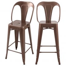 Set de 2 taburetes para isla de cocina en metal de cobre 67 cm - Indus