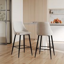 Set de 2 sillas para isla de cocina en tela beige 66,5 cm - Pipo