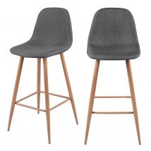 Set de 2 sillas de bar 72,5 cm en tejido gris - Fredrik