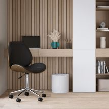 Chaise de bureau pivotante en bois en PU noir - Archie