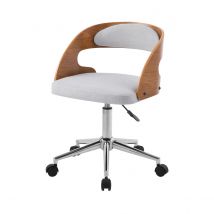 Chaise de bureau pivotante et réglable en bois et tissu gris - Louis