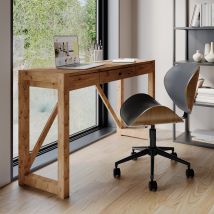 Chaise de bureau pivotante en cuir synthétique noir 79-91cm - Baudoin
