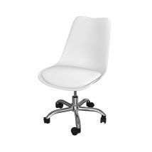 Chaise de bureau blanche sur roulettes - Skandi