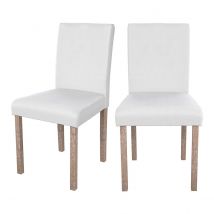 Set de 2 sillas de tela blanca con patas de madera de roble - Havane