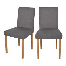 Set de 2 sillas de tela gris oscuro con patas de madera de caucho - Havane