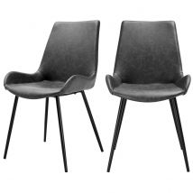 Chaise en cuir synthétique gris foncé (lot de 2) - Austin