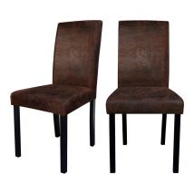 Chaise en tissu polyester marron (lot de 2) - Havane