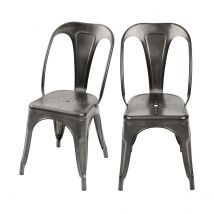Lot de 2 chaises en métal gris - Indus - Rendez-Vous Déco