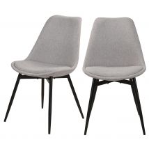 Set de 2 sillas de tela gris claro con patas de metal - Filipi