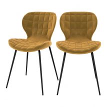 Chaise en velours jaune curry (lot de 2) - Mazzia