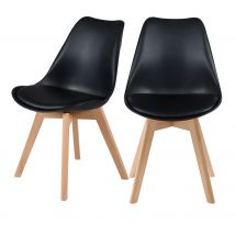Set de 2 sillas escandinava negra con patas de madera - Skandi