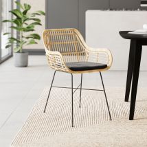 Silla de ratán natural con patas de metal - Chiloe