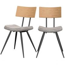 Set de 2 sillas de madera clara y piel sintética gris - Texas