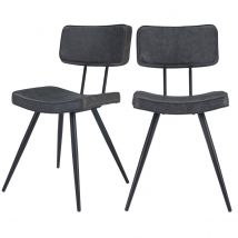 Chaise en cuir synthétique gris / noir (lot de 2) - Texas
