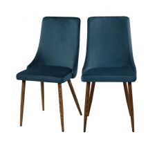 Chaise en velours bleu (lot de 2) - Vinni