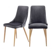 Chaise en velours gris (lot de 2) - Vinni